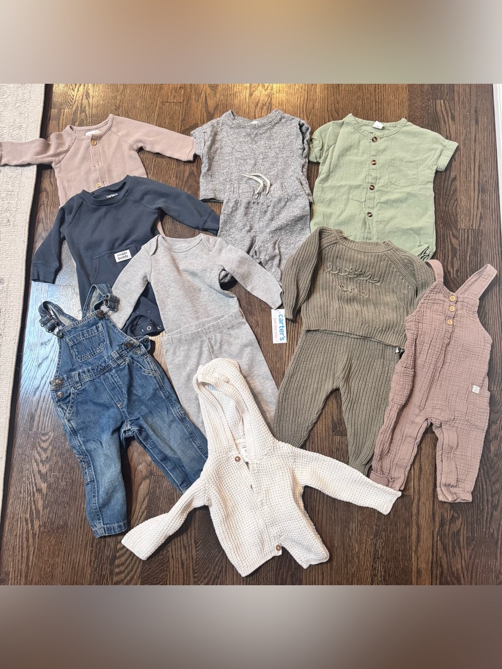 Gap baby carter’s gender neutral tone boy knit denim overall sets fall lot